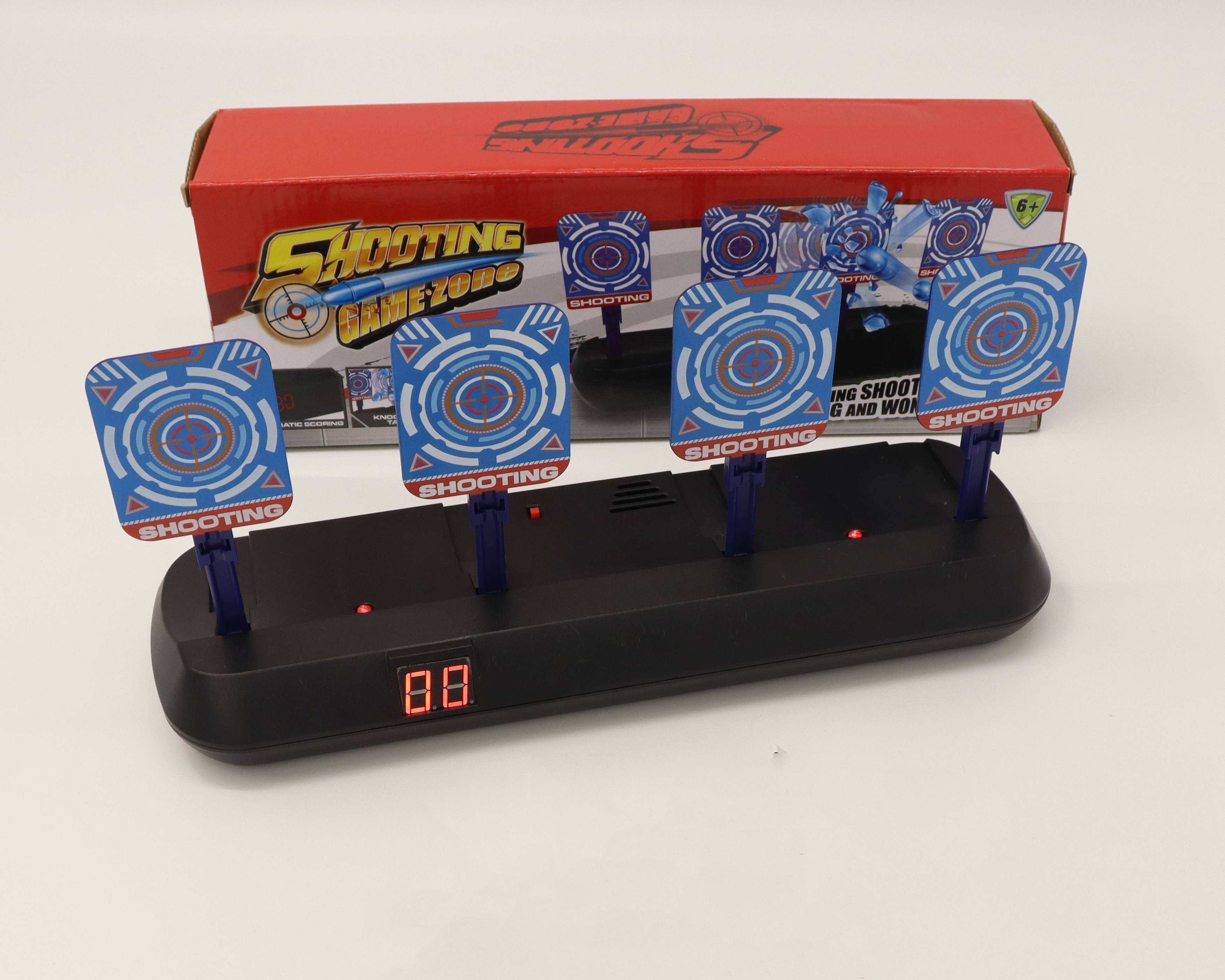 Gel blaster skydeskive target Gel Blaster | Elektronisk skydeskive med 4 skiver 🎯 Gel Blaster Danmark Elektronisk skydeskive med 4 skiver, passer perfekt til gel blasters. Lyden af knust glas når skiven bliver ramt. 